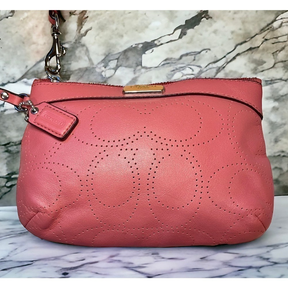 Coach F47330 Perforated Medium Leather Wristlet